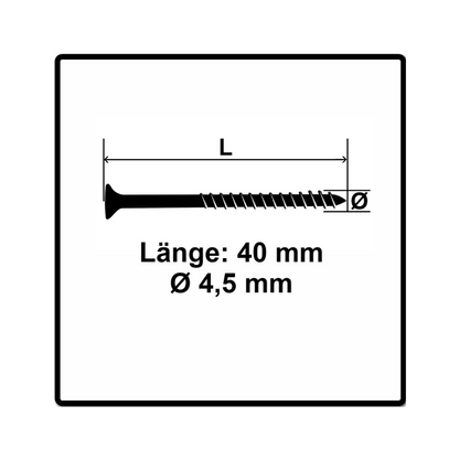 Fischer Power-Fast II FPF II Spanplattenschraube 4,5x40 mm 200 Stück ( 670268 ) Senkkopf mit Torx Teilgewinde galvanisch verzinkt, blau passiviert