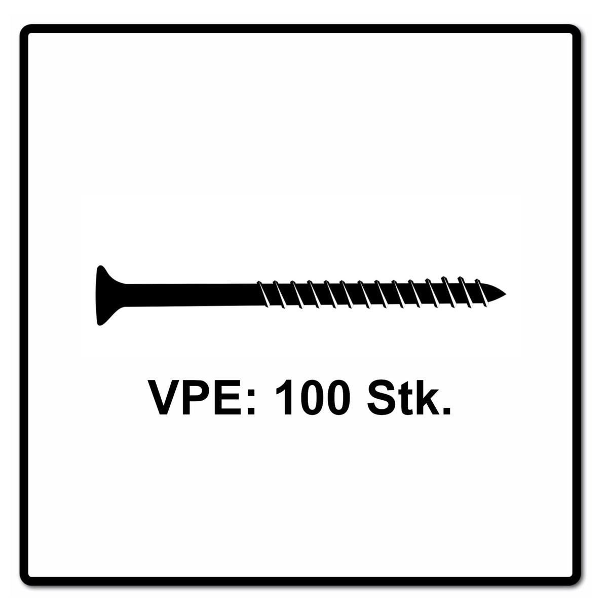 Fischer Power-Fast II FPF II Spanplattenschraube 4,5x60 mm 100 Stück ( 670274 ) Senkkopf mit Torx Teilgewinde galvanisch verzinkt, blau passiviert