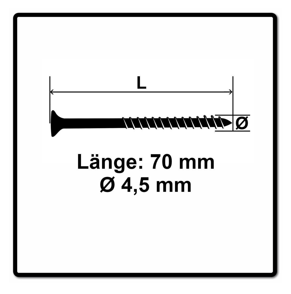 Fischer Power-Fast II FPF II Vis à bois aggloméré 4,5x70mm, Tête fraisée, Torx, Filetage partiel, Zingué et passivé bleu, 500 pcs. (670277)