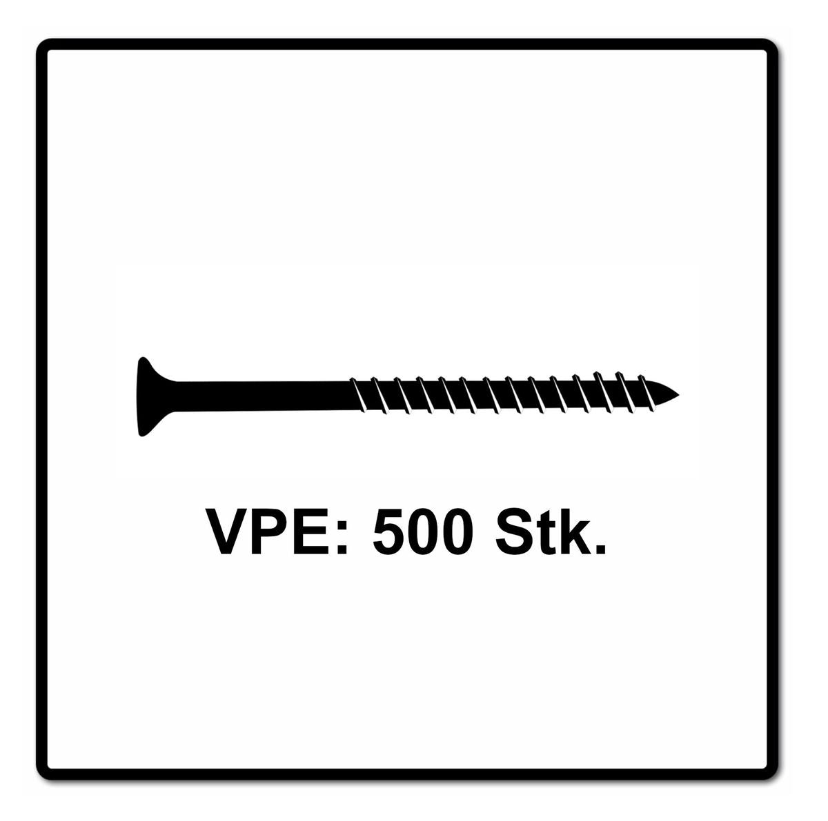 Fischer Power-Fast II FPF II Spanplattenschraube 4,5x70 mm 500 Stück ( 670277 ) Senkkopf mit Torx Teilgewinde galvanisch verzinkt, blau passiviert