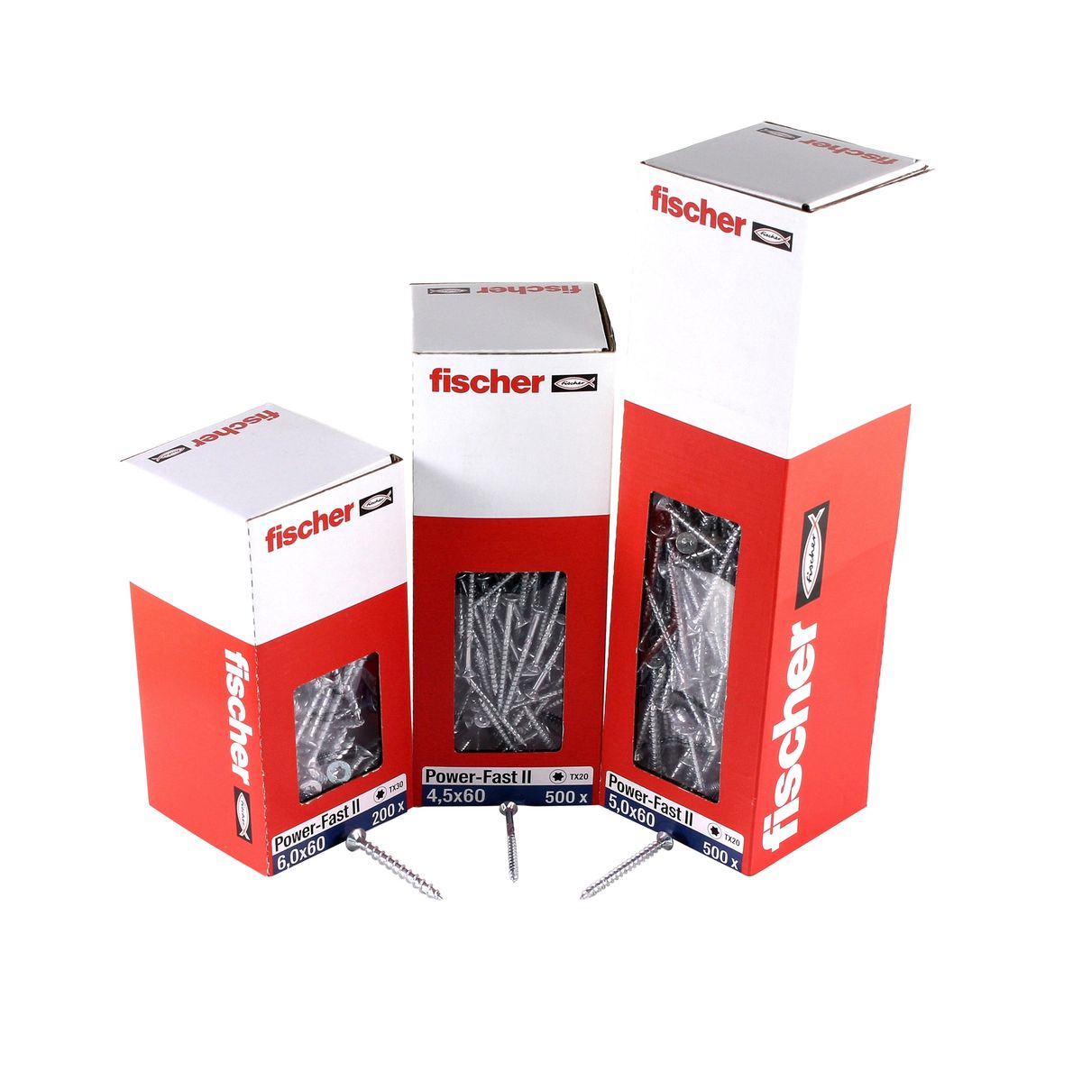 Fischer Power-Fast II FPF II Vis à bois aggloméré 4,5x80mm, Tête fraisée, Torx, Filetage partiel, Zingué et passivé bleu, 500 pcs. (670280)