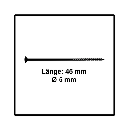 Fischer Power-Fast II FPF II Spanplattenschraube 5,0x45 mm 500 Stück ( 670375 ) Senkkopf mit Torx Teilgewinde galvanisch verzinkt, blau passiviert