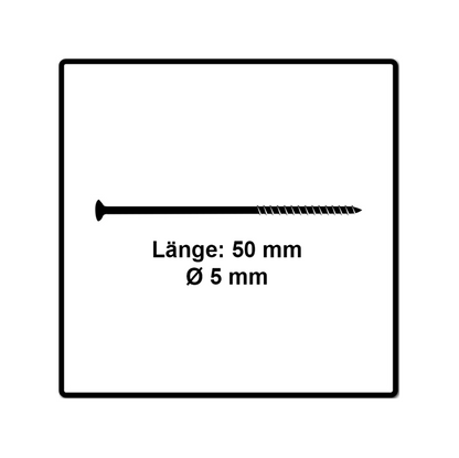 Fischer Power-Fast II FPF II Spanplattenschraube 5,0x50 mm 200 Stück ( 670376 ) Senkkopf mit Torx Teilgewinde galvanisch verzinkt, blau passiviert