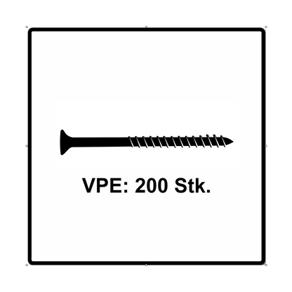 Fischer Power-Fast II FPF II Spanplattenschraube 5,0x50 mm 200 Stück ( 670376 ) Senkkopf mit Torx Teilgewinde galvanisch verzinkt, blau passiviert