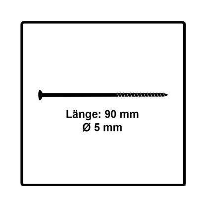 Fischer Power-Fast II FPF II Spanplattenschraube 5,0x90 mm 100 Stück ( 670384 ) Senkkopf mit Torx Teilgewinde galvanisch verzinkt, blau passiviert