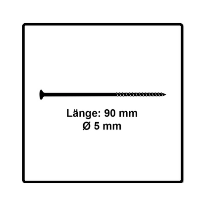 Fischer Power-Fast II FPF II Spanplattenschraube 5,0x90 mm 200 Stück ( 670385 ) Senkkopf mit Torx Teilgewinde galvanisch verzinkt, blau passiviert