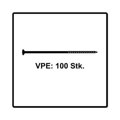 Fischer Vis pour panneaux de particules Power-Fast II FPF II 6.0x100 mm - 100 pièces (670457) tête fraisée + Filetage partiel Torx, galvanisée, passivée bleue