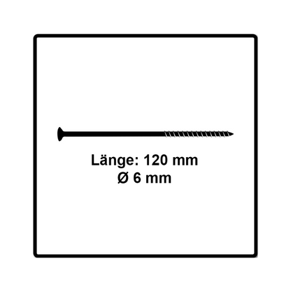 Fischer Power-Fast II FPF II Vis à bois aggloméré 6,0x120mm, Tête fraisée, Empreinte Torx, filetage total, Zingué blanc et passivé bleu - 100 pcs. (670460)