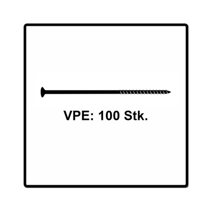 Fischer Power-Fast II FPF II Vis à bois aggloméré 6,0x120mm, Tête fraisée, Empreinte Torx, filetage total, Zingué blanc et passivé bleu - 100 pcs. (670460)