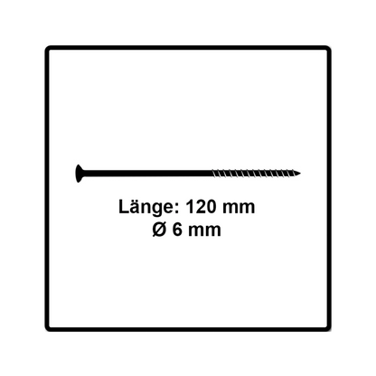 Fischer Power-Fast II FPF II Spanplattenschraube 6,0x120 mm 50 Stück ( 670690 ) Senkkopf mit Torx Teilgewinde galvanisch verzinkt, blau passiviert