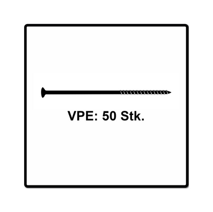 Fischer Power-Fast II FPF II Spanplattenschraube 6,0x120 mm 50 Stück ( 670690 ) Senkkopf mit Torx Teilgewinde galvanisch verzinkt, blau passiviert