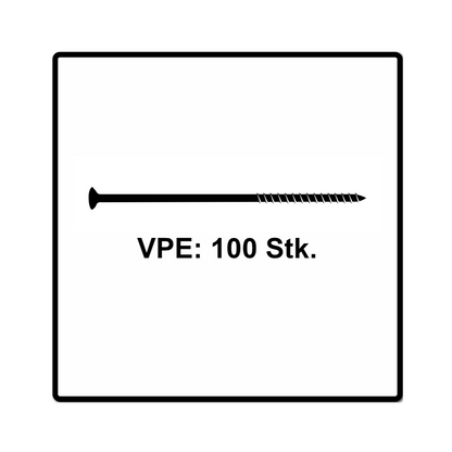 Fischer Power-Fast II FPF II Spanplattenschraube 6,0x130 mm 100 Stück ( 670461 ) Senkkopf mit Torx Teilgewinde galvanisch verzinkt, blau passiviert