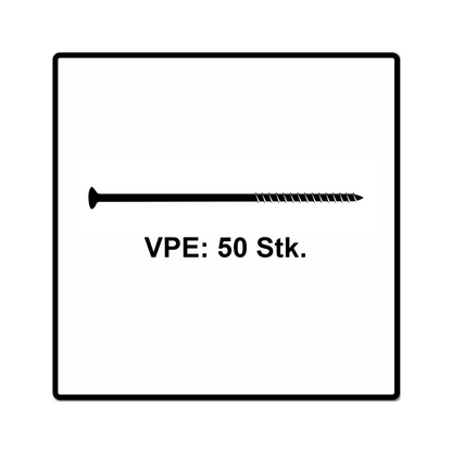 Fischer Power-Fast II FPF II Spanplattenschraube 6,0x130 mm 50 Stück ( 670691 ) Senkkopf mit Torx Teilgewinde galvanisch verzinkt, blau passiviert