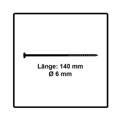 Fischer Power-Fast II FPF II Spanplattenschraube 6,0x140 mm 100 Stück ( 670462 ) Senkkopf mit Torx Teilgewinde galvanisch verzinkt, blau passiviert