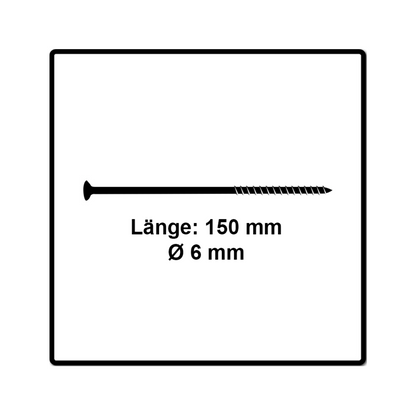 Fischer Power-Fast II FPF II Spanplattenschraube 6,0x150 mm 100 Stück ( 670463 ) Senkkopf mit Torx Teilgewinde galvanisch verzinkt, blau passiviert