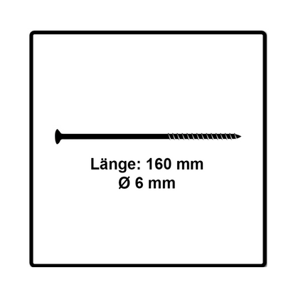 Fischer Power-Fast II FPF II Spanplattenschraube 6,0x160 mm 50 Stück ( 670694 ) Senkkopf mit Torx Teilgewinde galvanisch verzinkt, blau passiviert