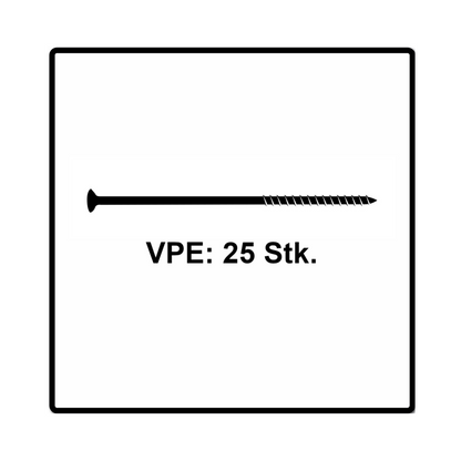 Fischer Power-Fast II FPF II Vis à bois aggloméré 6,0x240 mm, 25 pcs., tête fraisée, empreinte Torx, filetage partiel, zingué et passivé bleu  ( 670468 )