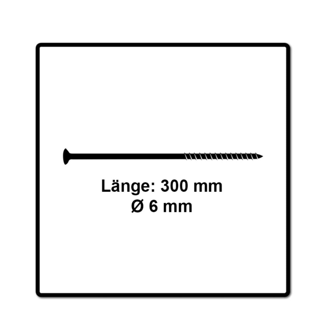 Fischer Power-Fast II FPF II Spanplattenschraube 6,0x300 mm 25 Stück ( 670474 ) Senkkopf mit Torx Teilgewinde galvanisch verzinkt, blau passiviert