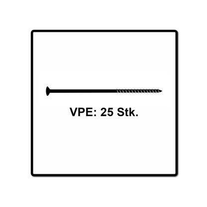 Fischer Power-Fast II FPF II Spanplattenschraube 6,0x300 mm 25 Stück ( 670474 ) Senkkopf mit Torx Teilgewinde galvanisch verzinkt, blau passiviert