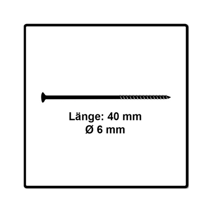 Fischer Power-Fast II FPF II Spanplattenschraube 6,0x40 mm 500 Stück ( 670477 ) Senkkopf mit Torx Teilgewinde galvanisch verzinkt, blau passiviert