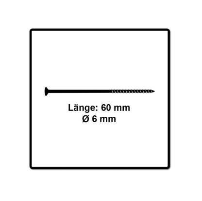 Fischer Power-Fast II FPF II Spanplattenschraube 6,0x60 mm 100 Stück ( 670481 ) Senkkopf mit Torx Teilgewinde galvanisch verzinkt, blau passiviert