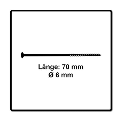 Fischer Power-Fast II FPF II Spanplattenschraube 6,0x70 mm 100 Stück ( 670483 ) Senkkopf mit Torx Teilgewinde galvanisch verzinkt, blau passiviert