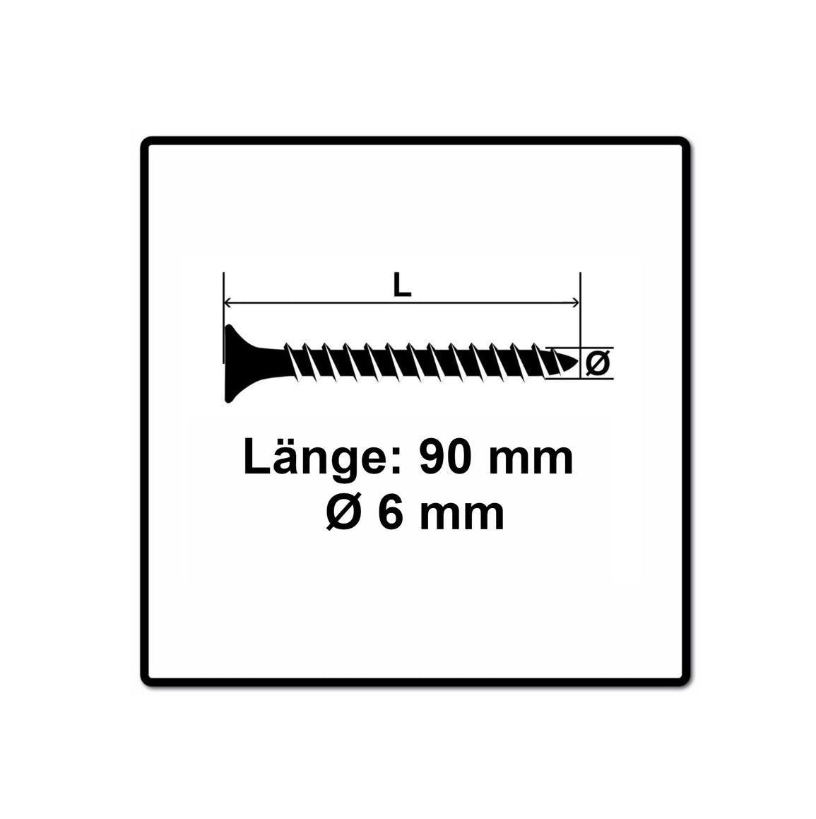 Fischer Power-Fast II FPF II Spanplattenschraube 6,0x90 mm 100 Stück ( 670487 ) Senkkopf mit Torx Teilgewinde galvanisch verzinkt, blau passiviert