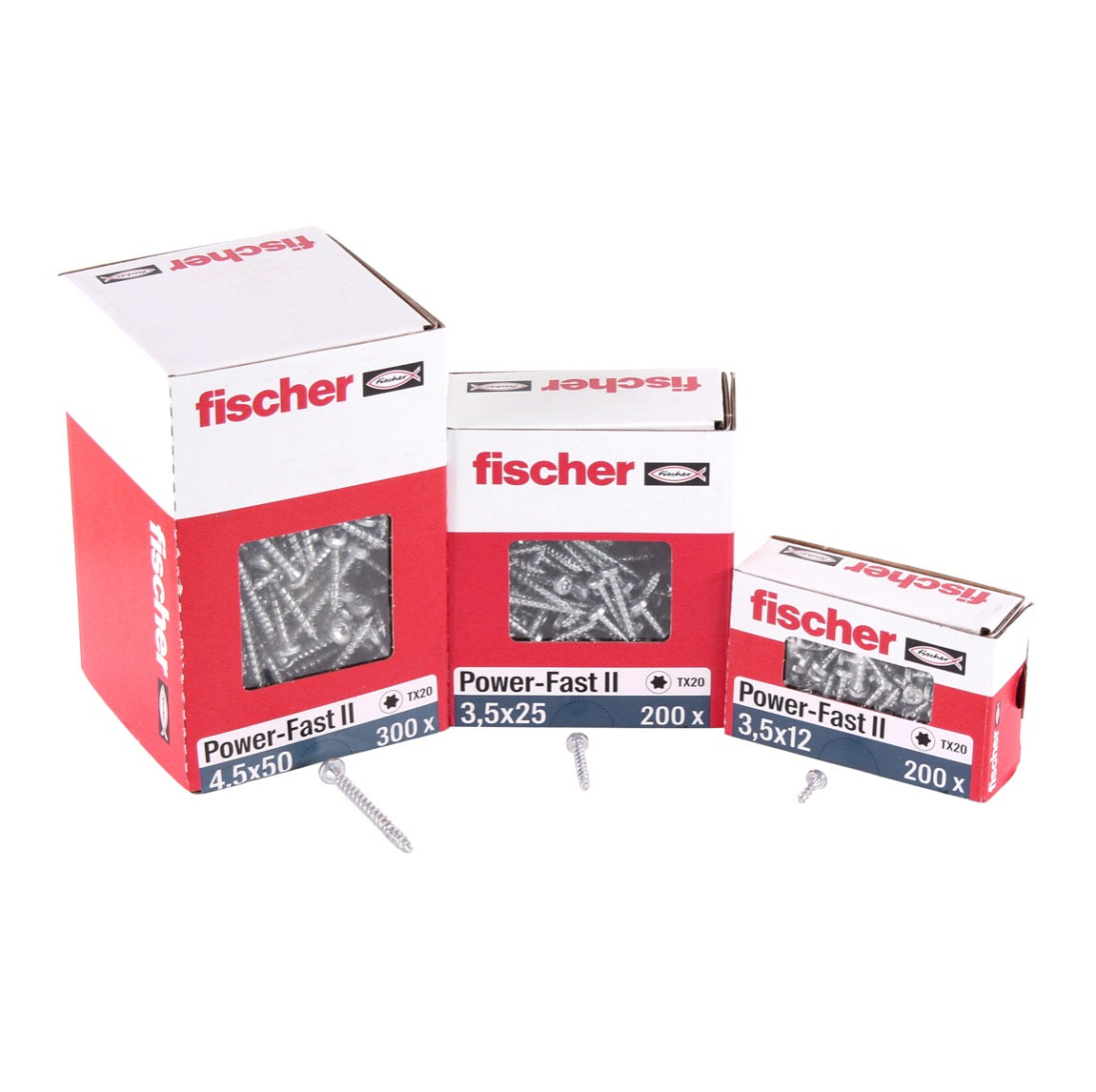 Fischer Power-Fast II FPF II Vis à bois aggloméré 3,0x20mm,Tête ronde, Torx , Filetage total, Zingué blanc, Passivé bleu, 200pcs. (670058)