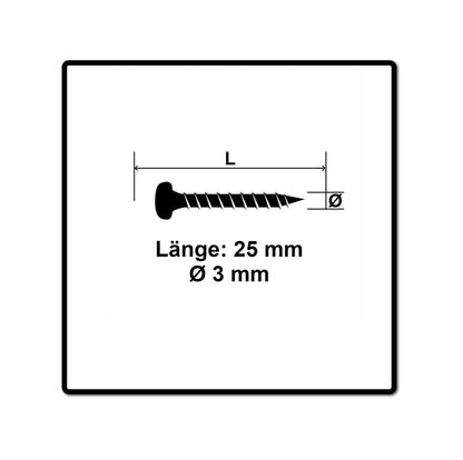 Fischer Power-Fast II FPF II Spanplattenschraube 3,0x25 mm 200 Stück ( 670059 ) Pan Head mit Torx Teilgewinde galvanisch verzinkt, blau passiviert