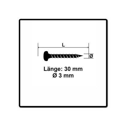 Fischer Power-Fast II FPF II Spanplattenschraube 3,0x30 mm 200 Stück ( 670060 ) Pan Head mit Torx Vollgewinde galvanisch verzinkt, blau passiviert