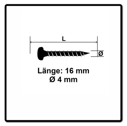 Fischer Power-Fast II FPF II Spanplattenschraube 4,0x16 mm 200 Stück ( 670234 ) Pan Head mit Torx Vollgewinde galvanisch verzinkt, blau passiviert