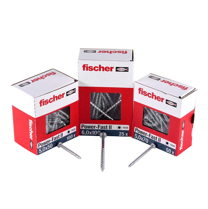 Fischer Power-Fast II FPF II Spanplattenschraube 4,0x25 mm 200 Stück ( 670236 ) Pan Head mit Torx Vollgewinde galvanisch verzinkt, blau passiviert