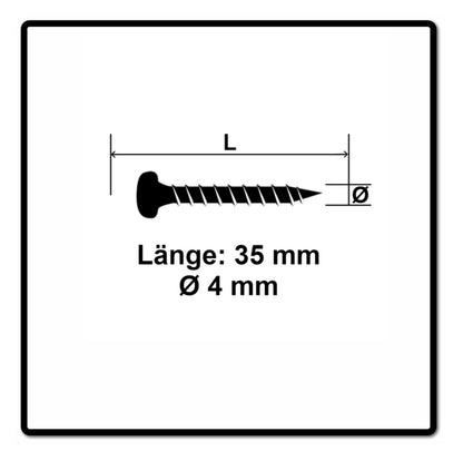 Fischer Power-Fast II FPF II Vis à bois aggloméré 4,0x35mm,Tête ronde, Torx, Filetage total, Zingué blanc, Passivé bleu, 200pcs. (670238)