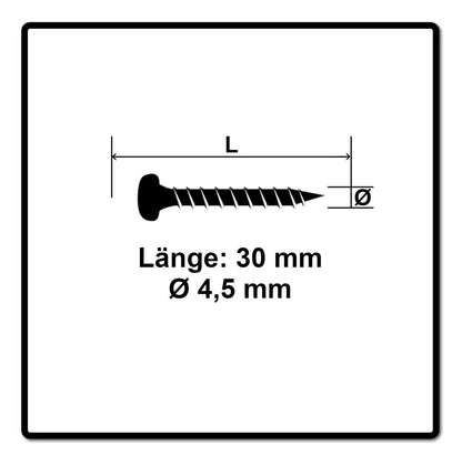 Fischer Power-Fast II FPF II Spanplattenschraube 4,5x30 mm 200 Stück ( 670330 ) Pan Head mit Torx Vollgewinde galvanisch verzinkt, blau passiviert