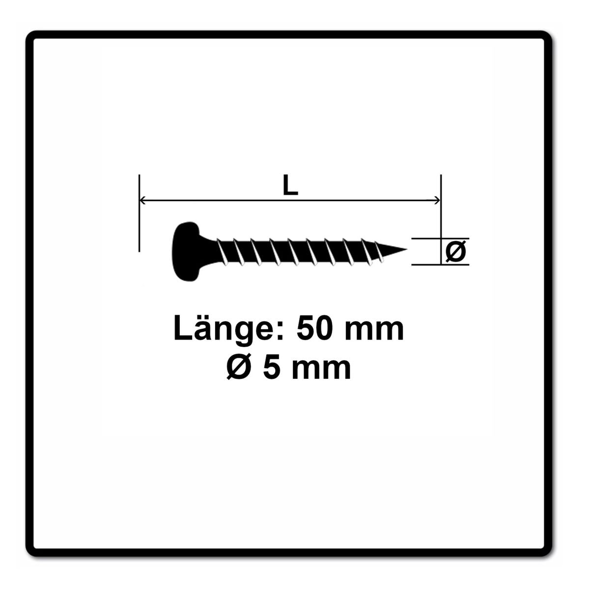 Fischer Power-Fast II FPF II Spanplattenschraube 5,0x70 mm 50 Stück ( 670441 ) Pan Head mit Torx Vollgewinde galvanisch verzinkt, blau passiviert