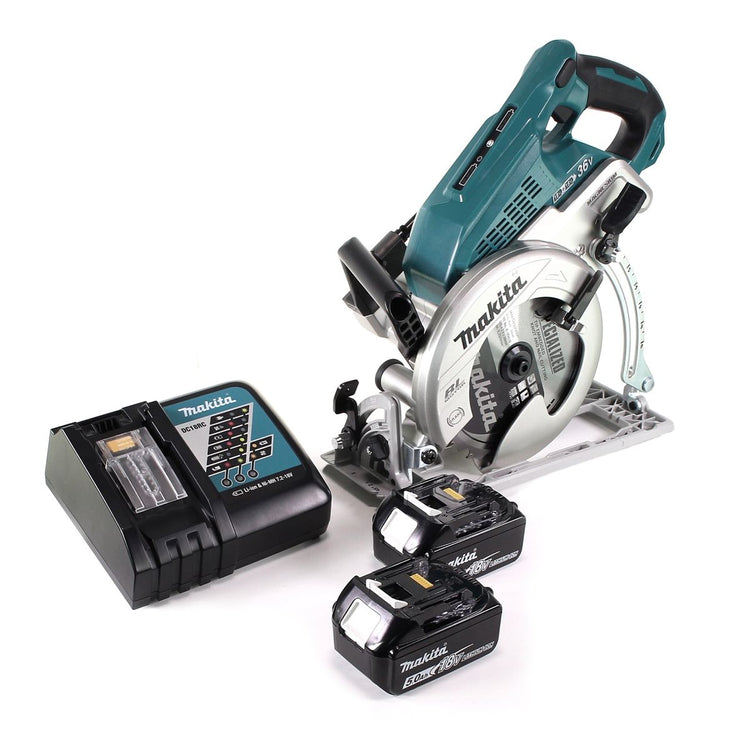 Makita DRS 780 RT Akku Handkreissäge 36V ( 2x18V ) 185 mm Brushless + 2x Akku 5,0Ah + Ladegerät - Toolbrothers