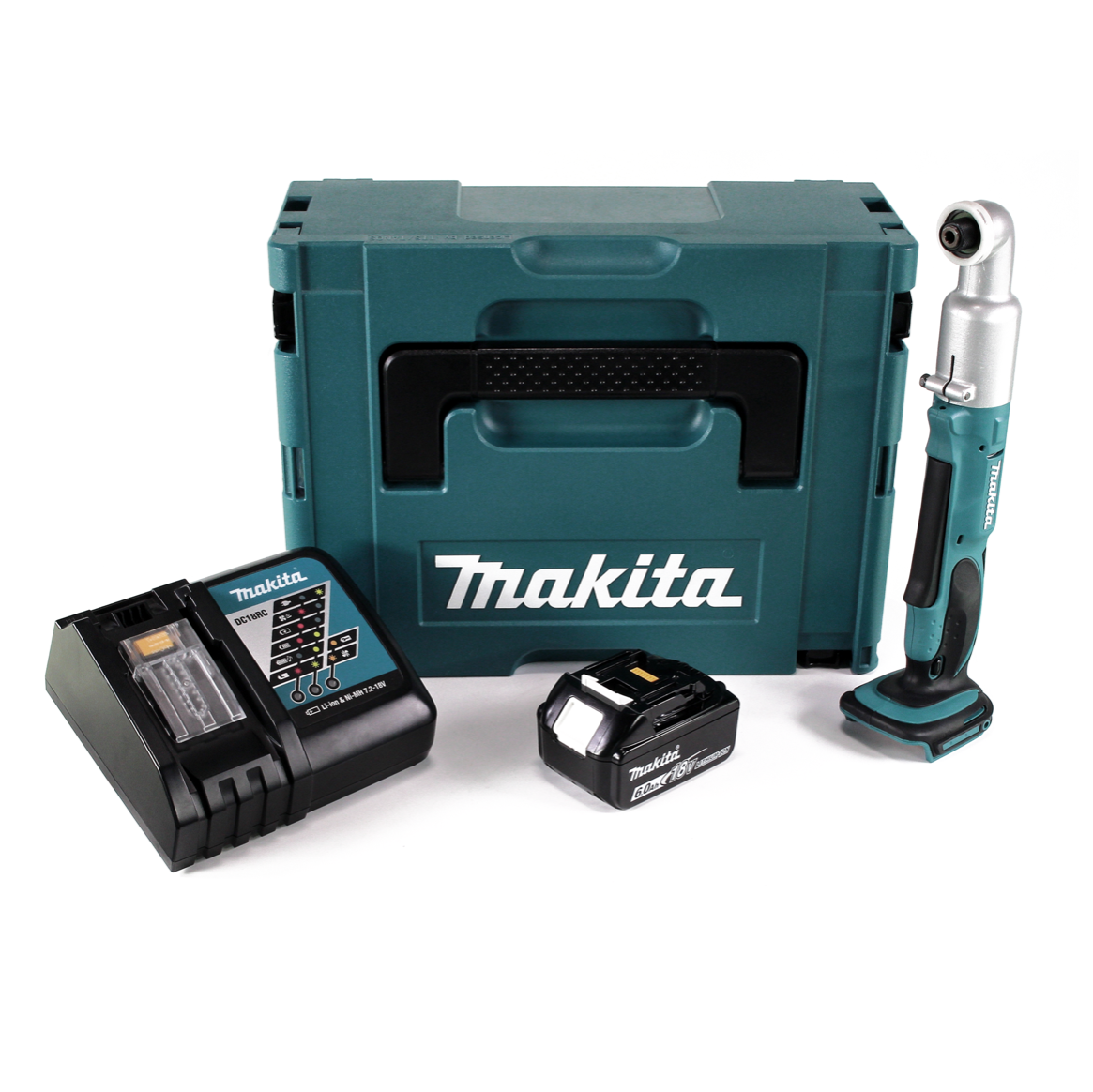 Makita DTL 061 RG1J Akku Winkelschlagschrauber 18V 1/4" 60Nm + 1x Akku 6,0Ah + Ladegerät + Makpac