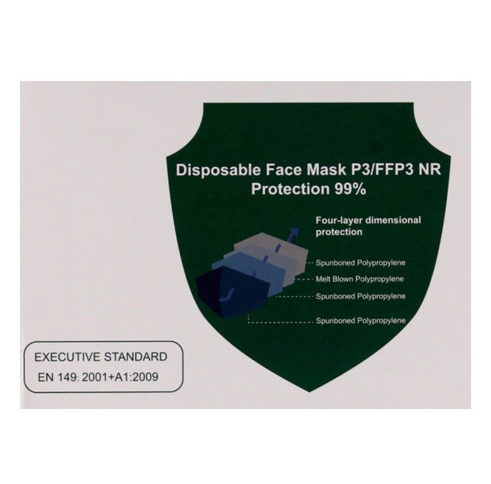 FFP3 Atemschutzmaske 4-Schichten 5Stk. EN149 2001 A1:2009