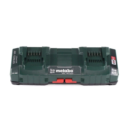 Metabo Basis Set 2x Li-Power Akkupack 18 V 4,0 Ah CAS Li-Ion Akku ( 2x 625591000 ) + Doppelladegerät ASC 145 DUO ( 627495000 )