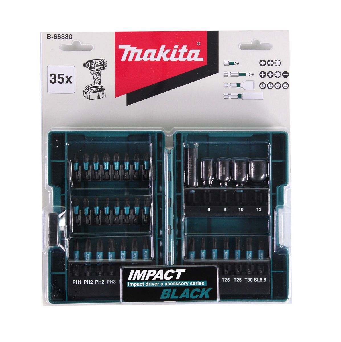 Makita B-66880 Bit und Bohrer Set Impact Black 35 tlg. S2 Stahl + Koffer - Toolbrothers