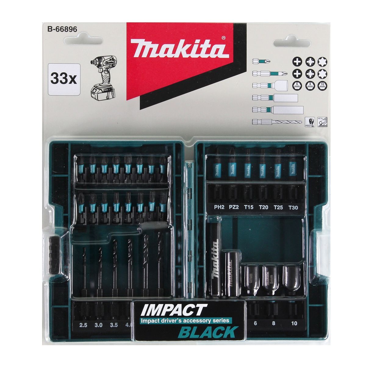 Makita B-66896 Bit Set Impact Black 33 tlg. S2 Stahl + Koffer - Toolbrothers