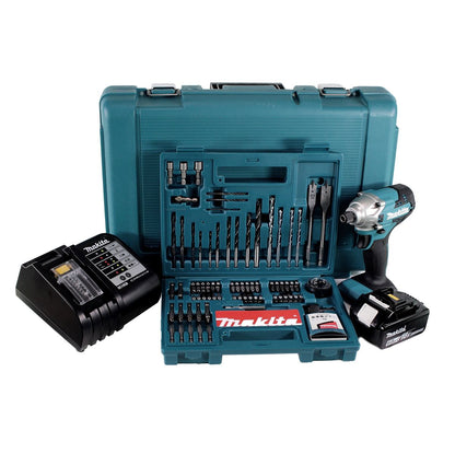 Makita DTD 156 SGK Akku Schlagschrauber 18V 155Nm 1/4" + 1x Akku 6,0Ah + Ladegerät + 100 tlg. Bit Bohrer Set + Koffer - Toolbrothers