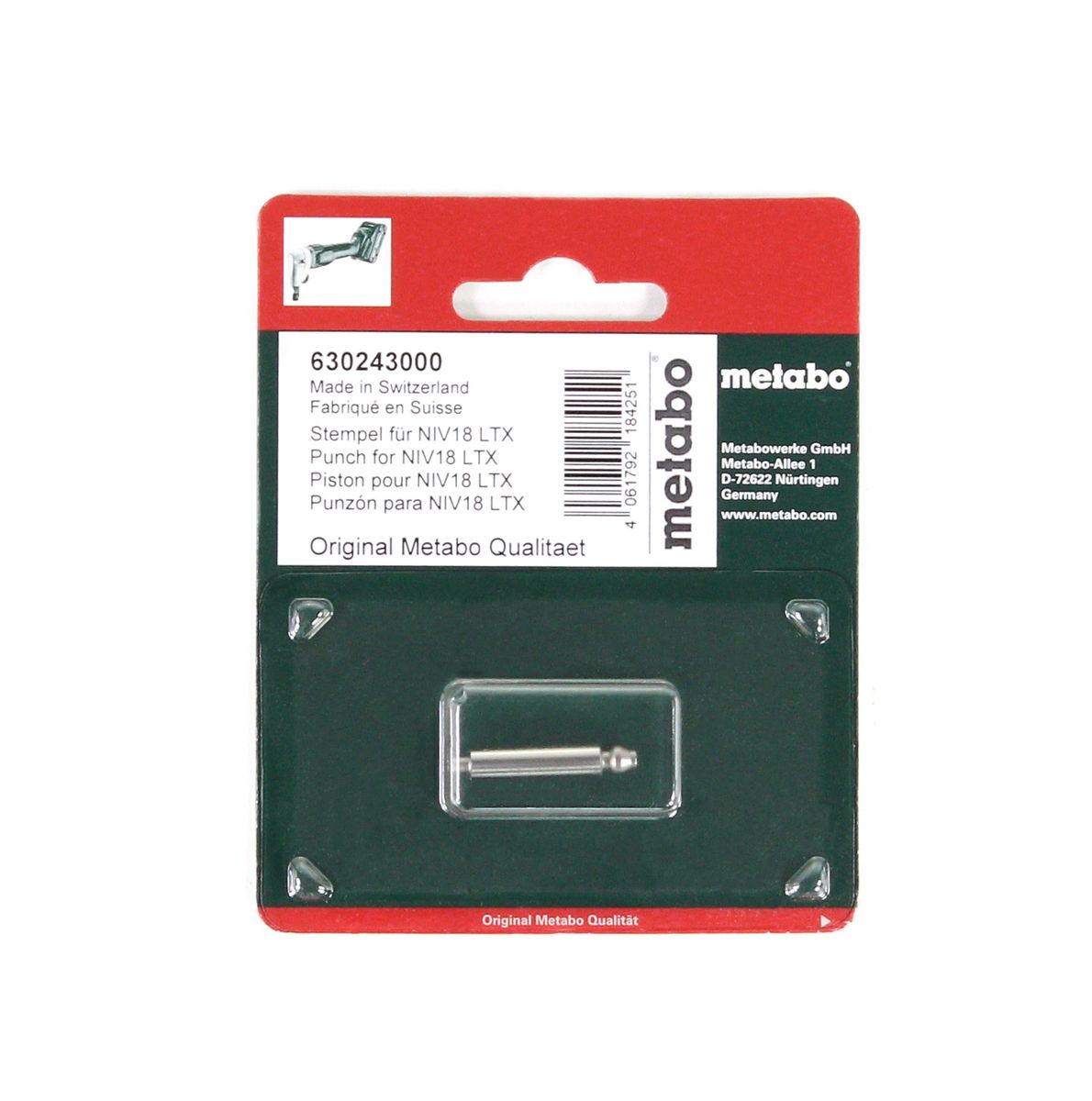 Metabo Poinçon pour NIV 18 LTX BL 1,6 - Grignoteuse / grignoteuse sans fil, pcs. (630243000)