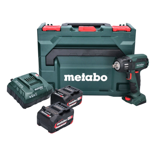 Visseuse à chocs sans fil Metabo SSW 18 LTX 400 BL 18 V 400 Nm 1/2" sans balais + 2x batterie 4,0 Ah + chargeur + métaBOX