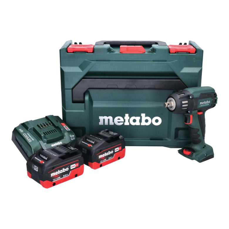 Visseuse à chocs sans fil Metabo SSW 18 LTX 400 BL 18 V 400 Nm 1/2" sans balais + 2x batterie 8,0 Ah + chargeur + métaBOX