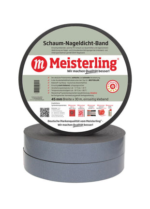 Cinta selladora de uñas de espuma Meisterling 3 mm x 45 mm x 30 m (006040000040)