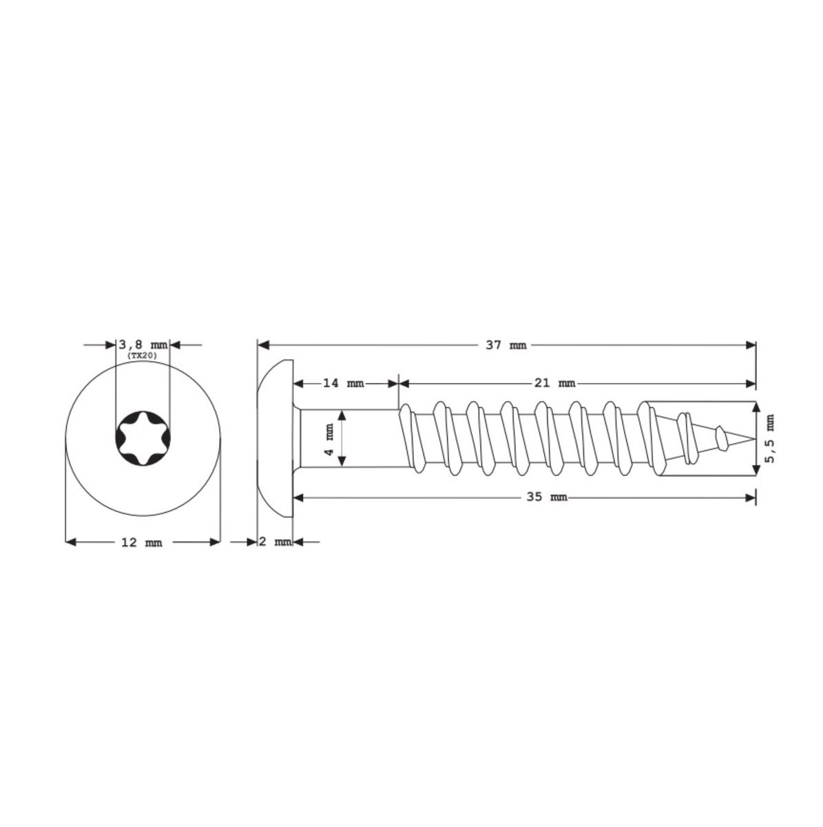 Meisterling Fassadenschrauben 5,5x35 mm 100 Stück ( 010030000115 ) 12 mm Flachkopf dunkelgrau mit Torx Teilgewinde V4A Edelstahl