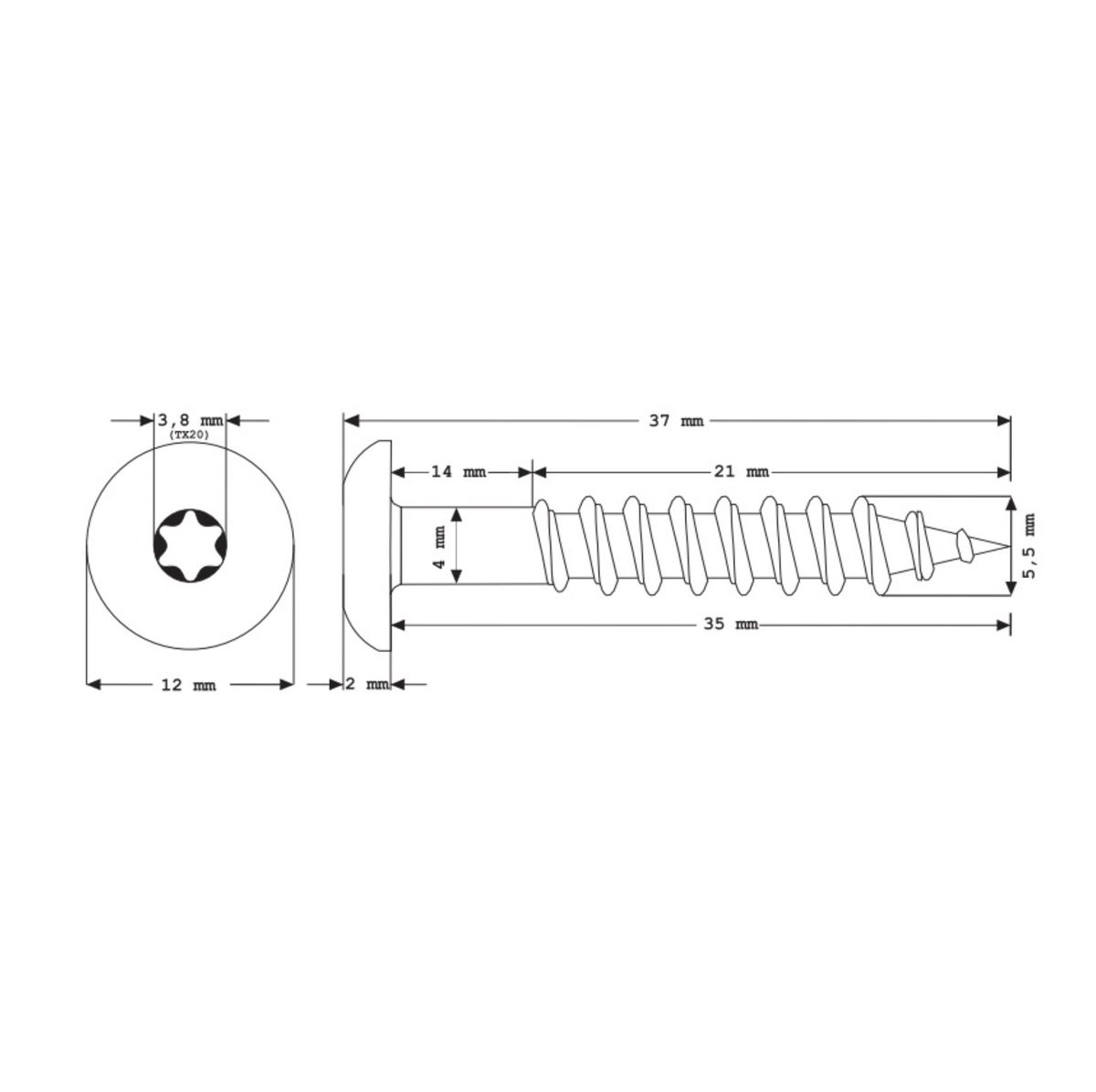 Meisterling Vis de façade 5,5x35 mm - 100 pièces (010030000101) 12 mm tête plate blanche + Filetage partiel Torx V4A acier inoxydable