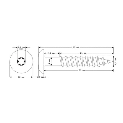 Meisterling Fassadenschrauben 5,5x35 mm 100 Stück ( 010030000101 ) 12 mm Flachkopf weiß mit Torx Teilgewinde V4A Edelstahl