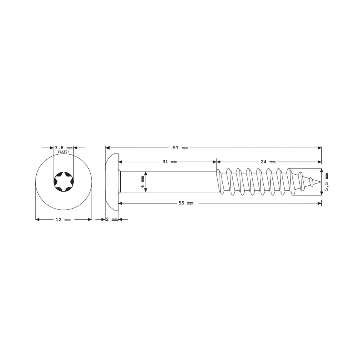 Meisterling Fassadenschrauben 5,5x55 mm 100 Stück ( 010030000411 ) 12 mm Flachkopf weiß mit Torx Teilgewinde V4A Edelstahl